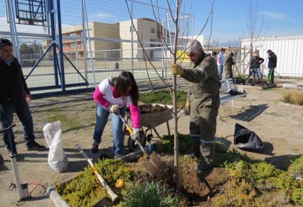 Nuestros voluntarios y sus familiares plantan árboles en Colegio Puente Maipo de Fundación Nocedal